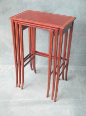 A Nest Of 3 Mahogany and Satinwood Tables
