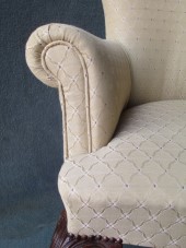 A Mahogany Cabriole leg Scroll Arm Chair