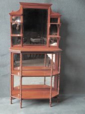 satinwood etagere whatnot display cabinet shelves